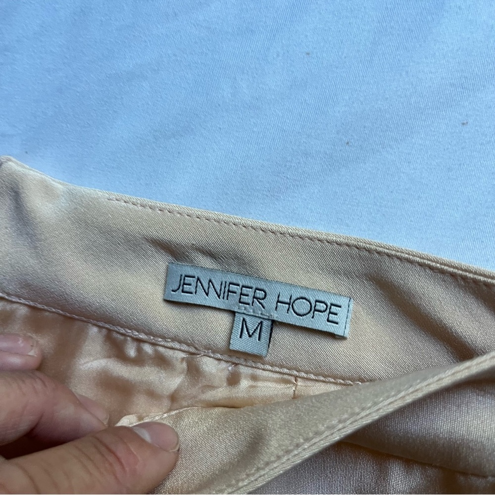 JENNIFER HOPE cream peach nude silk high rise slit shorts - Picture 4 of 5